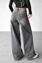 Women's Gray Washed Wide-Leg Low-Rise Wide Leg Jeans Pants - 6