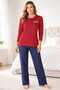 Wide Cut Women's Pajama Set 100% Cotton - 8