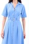 Belted Button Detailed Shirt Collar Women's Dress - 2