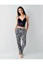 Women's 3-Piece Patterned Pajama & Homewear Set – Lace Bralette Bra, Pants and Robe, 50% Cotton - 3