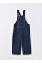 Girl's Cotton Navy Blue Striped Salopet Jumpsuit and Shirt Set - 2