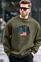 Men's Usa Printed Comfort Khaki Sweatshirt