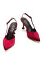 Women's Pointed Toe Open Back Buckle Satin Textured Elegant Stiletto Heeled Shoes - 7