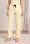 2-Piece Cotton Thin Satin Ribbon Waist Detailed Teddy Bear-Lemon Patterned Women's Pajama Bottoms - 3