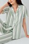 Women's Summer 100% Cotton Pajama Set with Pockets – Short Sleeves, Striped Bottom, Comfortable Home Wear - 3