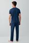 Men's 100% Cotton 3-Piece Pajama Set – Short Sleeve Top + Long Pants with Pockets + Shorts with Pockets - 6