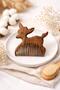 Walnut Wood Natural Wooden Children's Comb – with Deer Figure