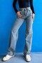 Tinti Snow Washed Blue Women's Wide Leg High Waist Denim Pants - 3