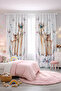 Baby Kids Room Double Winged Background Curtain with Mother and Baby Deer Pattern