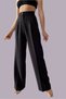 Nisyan Women's High Waist Black Modern Wide-Leg Pleated Fabric Trousers - 3