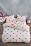 Single Heart Patterned Duvet Cover Set Fitted Sheet Piece Soft-Textured Breathable Duvet Cover Set - 8