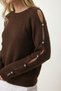 Pearl Detailed Cut Out Knitwear Sweater Lyy0137 Brown - 4