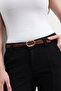 Thin Gold Buckle Women's Trouser Belt, Dress Belt, Coat Belt - 3