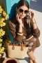 Reef Embroidery Work Buckle Applique Side Zipper Elastic High Waist Summer Minimalist Crop Shorts Set - 5