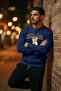 Men's Teddy Bear Print Casual Navy Blue Sweatshirt - 4