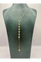 Steel Gold Stone Y Necklace - 2