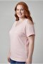 Women's Plus Size Off-The-Shoulder V-Neck Viscose Powder T-Shirt – Front and Back V-Neck - 3