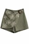 Reef Embroidery Work Buckle Applique Side Zipper Elastic High Waist Summer Minimalist Crop Shorts Set - 5