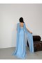 Baby Blue Sweetheart Neckline Bow Detailed Fish Cut Evening Dress - 6