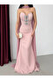 Powder Heart Collar Bow Detailed Fish Cut Evening Dress - 5