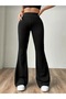 Flared high-waist stretch fabric leggings pants