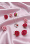 Women's Steel Rose Pearl Detailed Heart Necklace - 3