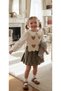Girls' Festival Knitwear Vest, Muslin Shirt, Plaid Shorts, Skirt 4-Piece Set - 3