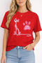 Pink Paw Print Printed Cotton Relaxed Fit Round Neck Unisex T-Shirt