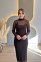 Elegant Brown Tulle Dress with High Collar Lining