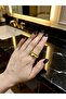 Gold Double Row Twist Detailed Chunky Steel Ring Adjustable