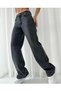 Smoked Women's Denim Trousers Super High Waist Loose Leg - 3