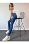 Mom Jeans Dark Blue Mom High Waist Denim Trousers Lycra Colorfast Extra Comfortable - 4