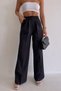 Rosse Gold Black Pleated Women's Loose Fabric 90's Super High Loose Leg Palazzo Trousers - 3