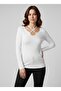 Ecru Cross Band Detailed Window Collar Long Sleeve Blouse - 2