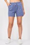 Women High Rise Plain Basic Shorts, Slate Blue