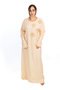 Peach Cotton Jalabiya with Golden Maple Leaf Detailing