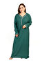 Green Cotton Rayon Jalabiya with Silver Stone Detailing
