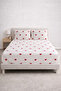 Akfil Fabric Red Heart Pillowcase and Elastic Single Bed Sheet Set - Oeko-Tex Certified - 8