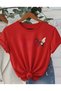 Flower Butterfly Pocket Printed Oversized Women's T-Shirt