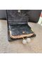 Women's Wallet with Kiss Lock and Pearl Detail - 2