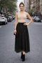 Flocked Printed Lined Asymmetrical Tulle Skirt with Elastic Waist for Hijab Wear