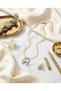 316L Tarnish-Resistant Steel Colorful Zircon Stone Letter H Pendant Gold Color Women's Antiallergic Necklace - 4