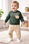 Embossed Printed Oversize Wide Fit Bottom and Top Baby Set, 100% Cotton