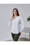 White Cotton Satin Fabric and Button Detail Slim Fit Women's Shirt