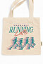 Retro Probably Running Late Printed Canvas Tote Bag with Velcro and Inner Pocket