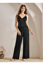 Women's Satin Lace Detailed Comfortable and Loose Fit 2-Piece Pajama Set - 4