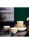 12-Piece Gold and White Floral Pattern Ceramic Dinnerware Set - 3