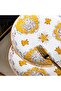 12-Piece Gold and White Floral Pattern Ceramic Dinnerware Set - 6