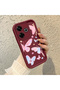 Redmi 13X Compatible Silicone Material Shockproof Claret Red Color Butterfly Pattern Case