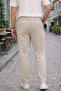 Men's Beige Relaxed Fit 100% Pure Linen Trousers - 4